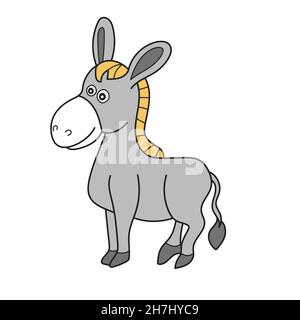 Einfaches Cartoon-Symbol. Cartoon Esel - niedlichen Charakter für Kinder. Vektorgrafik im Cartoon-Stil. Stock Vektor
