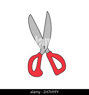 Einfaches Cartoon-Symbol. Schere auf weißem Hintergrund. Vektor handgezeichnete Illustration auf weiß Stock Vektor