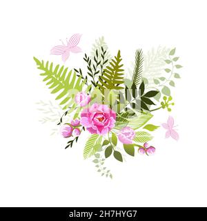 Blumenstrauß und Blätter. Vektorgrafik Stock Vektor