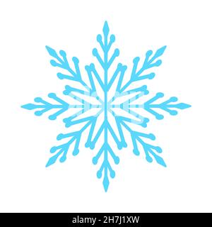 Blaue Schneeflocke isoliert auf weißem Hintergrund. Vektorgrafik. Stock Vektor