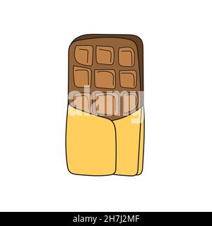 Einfaches Cartoon-Symbol. Schokoladenverpackung. Einfache Freihandzeichnung. Vektor handgezeichnete Illustration auf weiß Stock Vektor