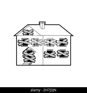 Verlassene Haus mit vertauften Fenstern. vektor-Illustration Stock Vektor