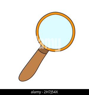 Einfaches Cartoon-Symbol. Vergrößerungsglas Vektorbild. Stock Vektor