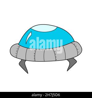Einfaches Cartoon-Symbol. . UFO-Bild für Kinder im Vorschulalter. Handgezeichnetes Symbol Stock Vektor