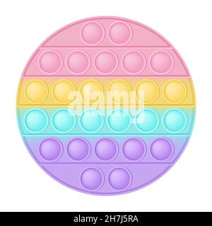 POPIT Figure Circle als modisches Silikonspielzeug für Fidgets. Süchtig machendes Anti-Stress-Spielzeug in Pastell-Regenbogenfarben. Blase Angst Entwicklung Pop it Spielzeug Stock Vektor