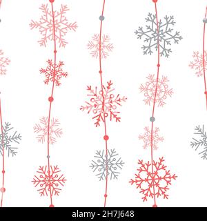 Schneeflocken nahtlose Muster, niedliche Vektor-Illustration Stock Vektor