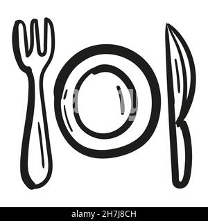 Handgezeichnetes Café Eiscreme-Ikone im Doodle-Stil isoliert. Stock Vektor