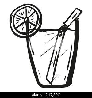 Handgezeichnetes Glassaft-Symbol im Doodle-Stil isoliert. Stock Vektor