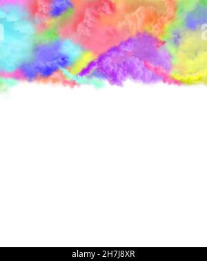 Rauch isoliert auf weißem Hintergrund. Abstrakter Rauchhintergrund. Farbige Rauchwolken auf Weiß. Stockfoto