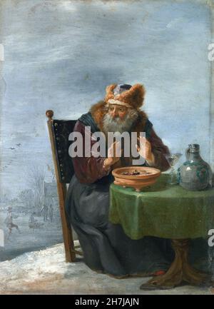 Winter von David Teniers the Younger (1610-1690), Öl auf Kupfer, c. 1644 Stockfoto