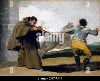 Goya. Pater Pedro erschießt El Maragato, während sein Pferd von Francisco José de Goya y Lucientes (1746-1828), 1806, abfliesst Stockfoto