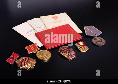 Weißrussland, Nowopolotsk - 19. november 2021: Medaille der UdSSR Stockfoto