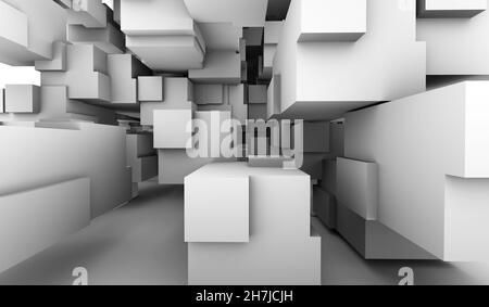 Abstract 3D Hintergrund bestehend aus Würfeln. Stockfoto