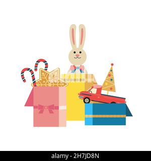 Weihnachtsfeiertage Geschenkschachteln für Geschenke Stock Vektor