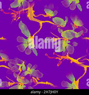 Aquarell Japanische Blume. Nahtlose Kirsche Stockfoto