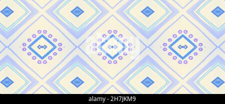 Ethnisches Muster. Blauer Grunge Ikat Hintergrund. Stockfoto