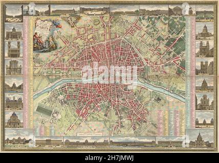 Composite Nouveau Plan Routier de la Ville et Faubourgs de Paris (1784) Stockfoto