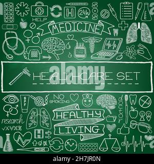 Handgezeichnete medizinische Symbole Stock Vektor