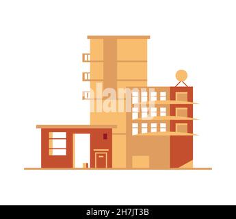 Vektorgrafik flache Illustration, Gebäude, Business Center, Gruppe von Häusern, Bezirk, Architektur Stock Vektor