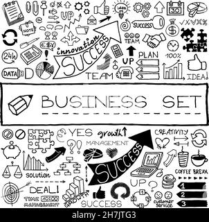Handgezeichnete Business-Symbole mit Kreidetafel-Effekt Stock Vektor