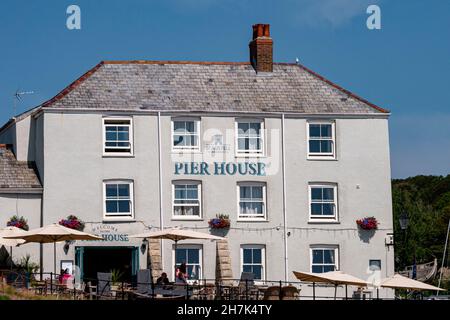 The Pier House Hotel, Charlestown, Cornwall, Großbritannien. Stockfoto