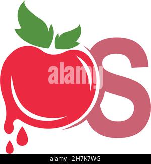 Buchstabe S mit Tomatensymbol Logo Design Vorlage Illustration Vektor Stock Vektor