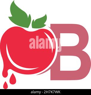 Buchstabe B mit Tomatensymbol-Logo Design Vorlage Illustration Vektor Stock Vektor