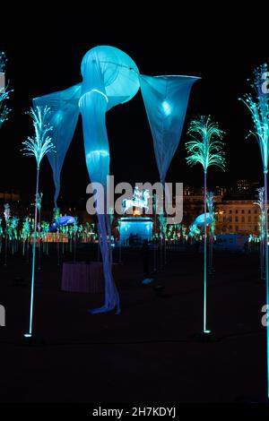 4. Dezember 2019, Lyon, Frankreich, Lichterfest. Show auf dem Place Bellecour. Stockfoto