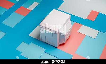 Abstraktes dreidimensionales Rendern von pastellfarbenen Retro-Fernsehern Stockfoto