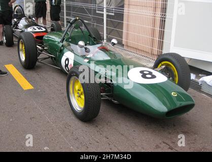 Classic Team Lotus 21 Höhepunkt vom 1961., 1500cc, gefahren von Dan Collins 8th Monaco Historique race Meeting May 2012. Stockfoto