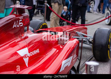 Melbourne Formel-1-Grand-Prix-Ausstellungswagen, Detail aus nächster Nähe. Melbourne Car Show Vatertag. St Kilda, Victoria, Australien - 2nd. September 2018. Stockfoto