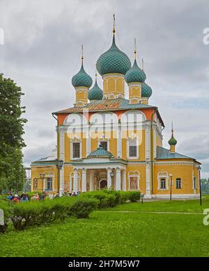 Kreml in Uglich an der Wolga, Verklärung-Kathedrale, Verklärung-Kathedrale, Wolga-Ostsee-Wasserstraße, Goldener Ring, Russland, Europa Stockfoto