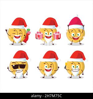 Weihnachtsmann Emoticons mit dalgona Süßigkeiten Mond Cartoon-Figur. Vektorgrafik Stock Vektor