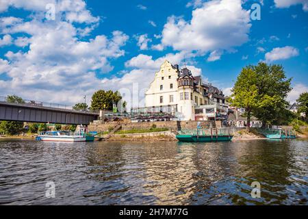 Saalburg - Brücke über den Bleiloch-Staudamm bei Saalburg, Thüringen, Deutschland Stockfoto