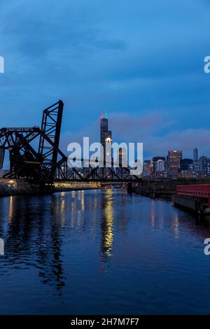 Ping Tom Memorial Park Chicago USA am Abend Stockfoto