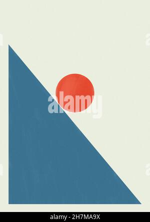 Kreative einfache Formen Poster-Design mit Textur. Copy Raum für Text., Minimalismus und abstrakte Kunst. Friedliches Poster mit lebendigen Farben. Hintergrund für Stockfoto