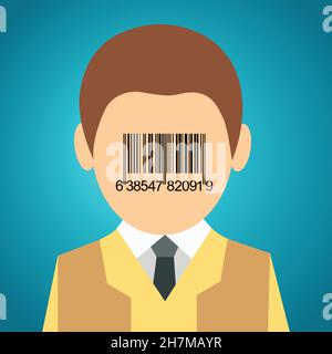 Kopf eines Mannes mit einem Barcode statt Gesicht Stock Vektor