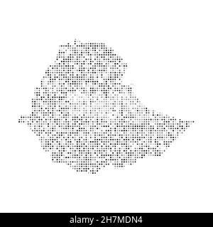 Abstrakte gepunktete schwarz-weiße Halbtoneffekt-Vektorkarte von Äthiopien. Landeskarte digitale gepunktete Design-Vektor-Illustration. Stock Vektor