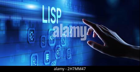 Lisp Programmiersprache Software mobile Anwendung und Web-Entwicklung Konzept. Stockfoto