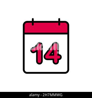 Valentinskalender 14. februar. Vektordarstellung Stock Vektor