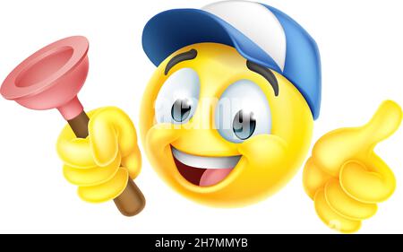 Klempnerstößel Handyman Emoticon Emoji-Symbol Stock Vektor