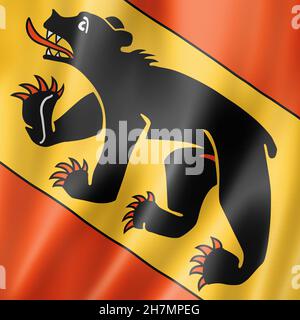 Kanton Bern - Staat - Flagge, Schweiz winkende Bannersammlung. 3D Abbildung Stockfoto