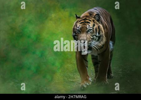 Ein Tiger auf einem Dschungelpfad Stockfoto