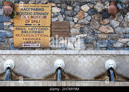 Der Löwenfontäne, Spili, Kreta, Griechenland Stockfoto