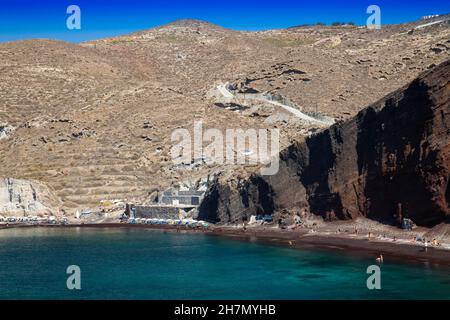 Red Beach, Kokkini Ammos in der Nähe von Akrotiri, Santorini, Kykladen, griechische Inseln, Griechenland Stockfoto