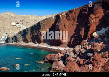 Red Beach, Kokkini Ammos in der Nähe von Akrotiri, Santorini, Kykladen, griechische Inseln, Griechenland Stockfoto