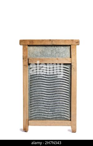 Waschbrett zum Händewaschen, auf weißem Hintergrund, isolieren Stockfoto