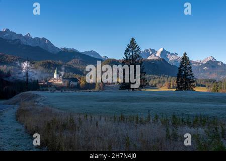 Schloss Elmau, Schlosshotel in der Nähe von Mittenwald, Bayern, Deutschland Stockfoto