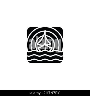 Silhouette Design Segelschiff Logo für Element-Design. Vektorgrafik EPS.8 EPS.10 Stock Vektor