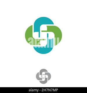 Medizinisches Kreuz in einem grünen und blauen Kreis für die Elementgestaltung. Vektorgrafik EPS.8 EPS.10 Stock Vektor